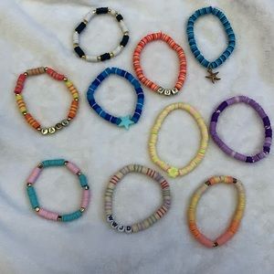 4 CUSTOM polymer clay bead bracelets